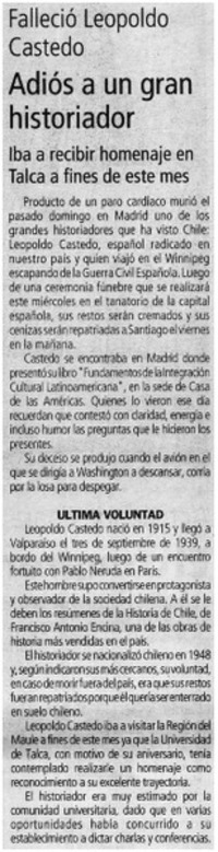 Adiós a un gran historiador Adiós a un gran historiador