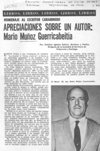 Apreciaciones sobre un autor: Mario Muñoz Guerricabeitía Apreciaciones sobre un autor: Mario Muñoz Guerricabeitía