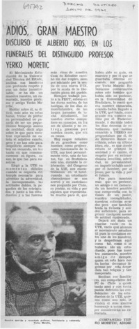 Adiós, gran maestro. Adiós, gran maestro.