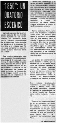 1850": un oratorio escénico. 1850": un oratorio escénico.