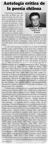 Antología crítica de la poesía chilena Antología crítica de la poesía chilena