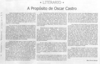 A propósito de Oscar Castro A propósito de Oscar Castro