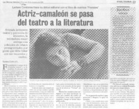 Actriz-camaleón se pasa del teatro a la literatura Actriz-camaleón se pasa del teatro a la literatura