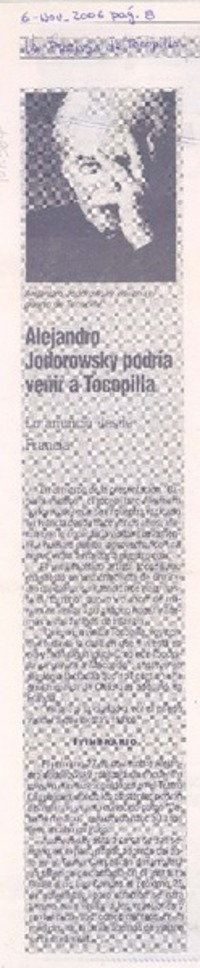 Alejandro Jodorowsky podría venir a Tocopilla Alejandro Jodorowsky podría venir a Tocopilla