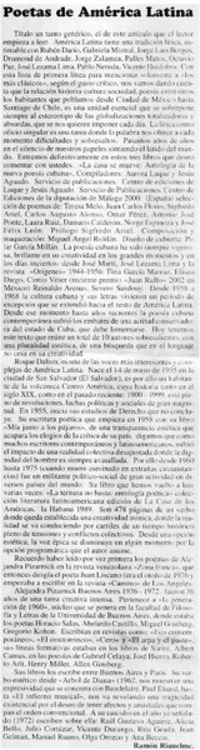 Poetas de América Latina Poetas de América Latina