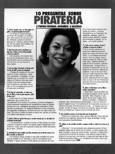 10 preguntas sobre piratería a Patricia Verdugo, periodista y escritora  [artículo]