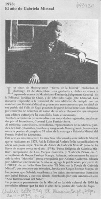 1978, el año de Gabriela Mistral.