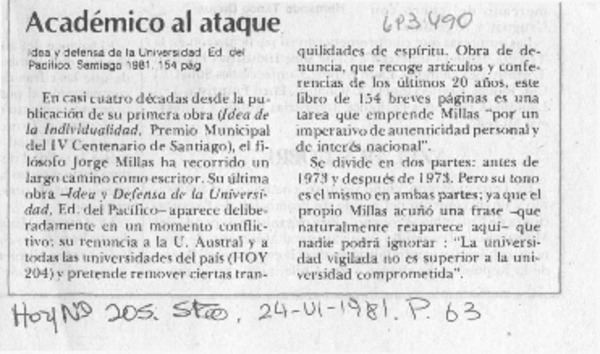Académico al ataque.