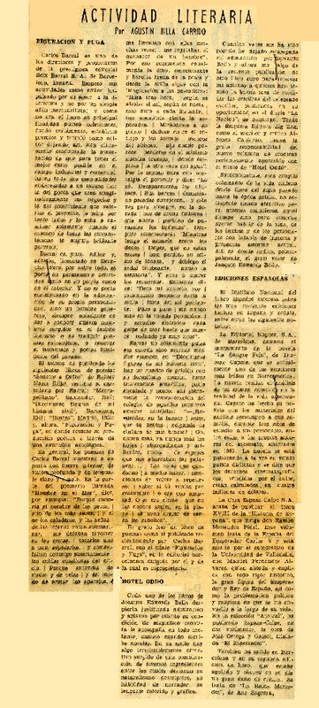 Actividad literaria  [artículo] Agustín Billa Garrido.
