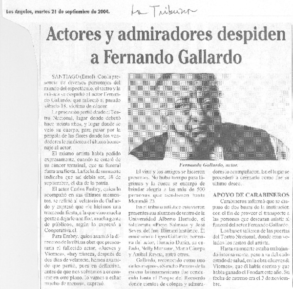 Actores y admiradores despiden a Fernando Gallardo