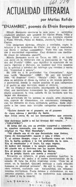 Actualidad literaria  [artículo] Matías Rafide.
