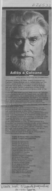 Adiós a Coloane  [artículo]