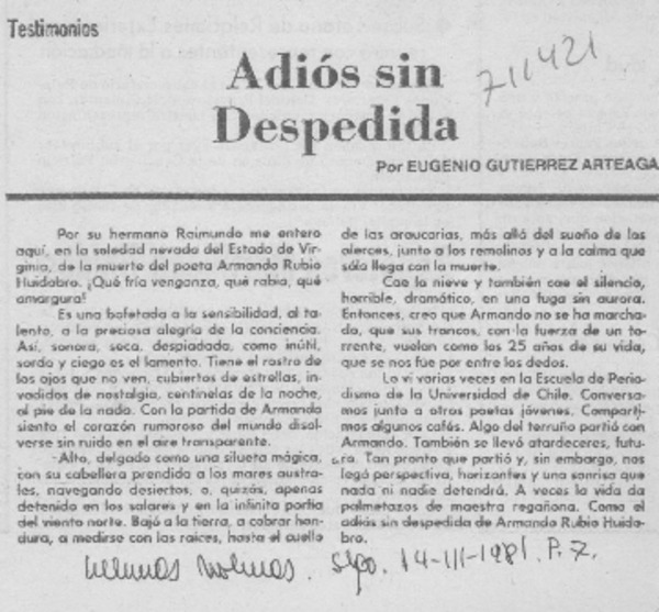 Adiós sin despedida