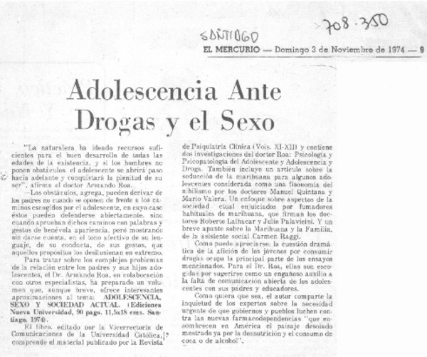 Adolescencia ante drogas y el sexo.