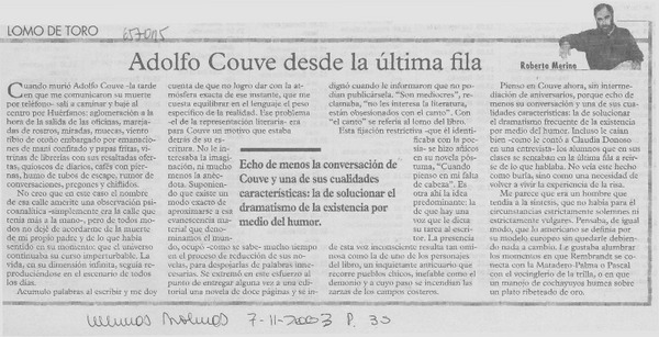 Adolfo Couve desde la última fila