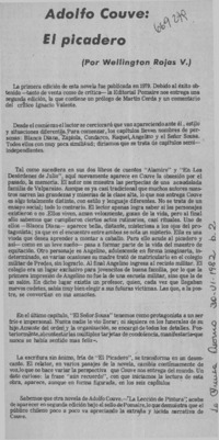Adolfo Couve, el picadero  [artículo] Wellington Rojas Valdebenito.