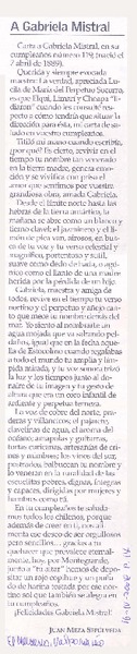 A Gabriela Mistral