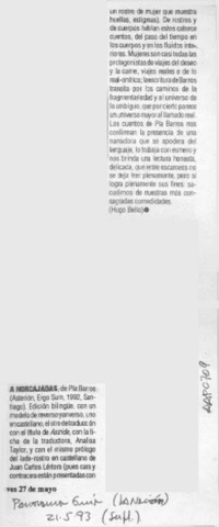 A horcajadas  [artículo] Hugo Bello.