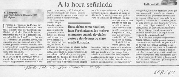A la hora señalada  [artículo] Guillermo Cádiz