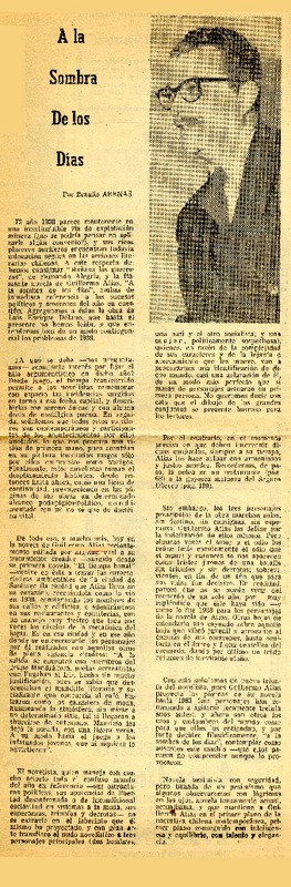 A la sombra de los días  [artículo] Braulio Arenas.