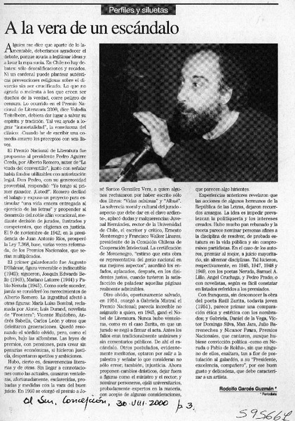 A la vera de un escándalo  [artículo] Rodolfo Garcés Guzmán