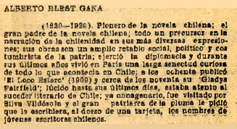 Alberto Blest Gana.  [artículo]