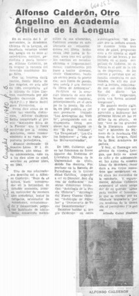 Alfonso Calderón, otro angelino en Academia Chilena de la Lengua