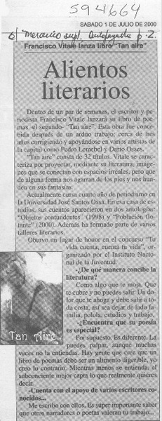 Alientos literarios  [artículo]