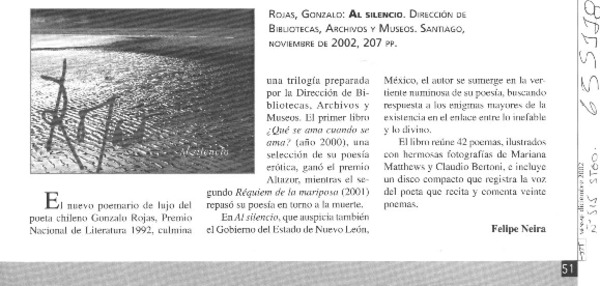 Al silencio  [artículo] Felipe Neira
