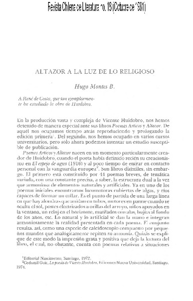 Altazor a la luz de lo religioso