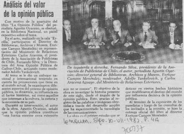 Análisis del valor de la opinión pública.