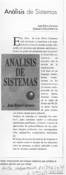 Análisis de sistemas  [artículo]
