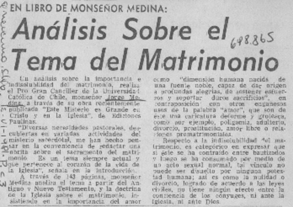 Análisis sobre el tema del matrimonio.