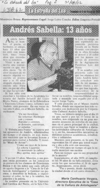 Andrés Sabella, 13 años  [artículo] María Canihuante Vergara