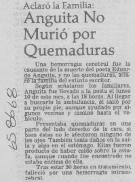 Anguita no murió por quemaduras.
