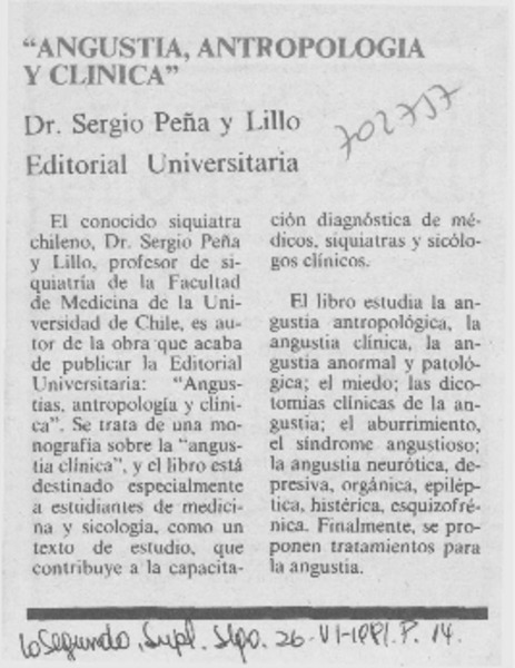 Angustia, antropología y clínica".