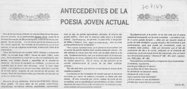 Antecedentes de la poesía joven actual
