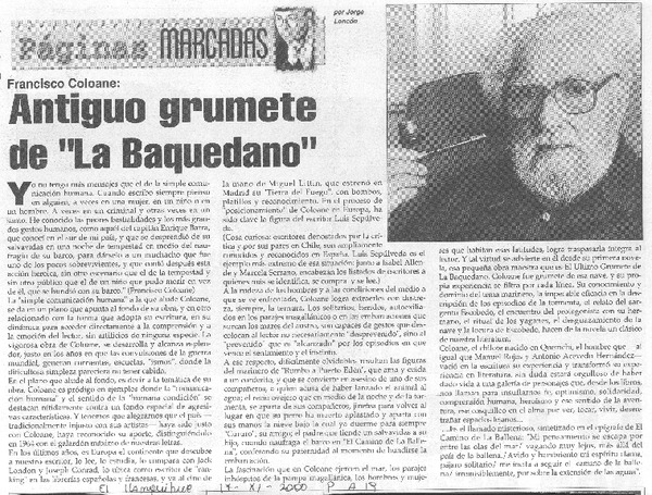 Antiguo grumete de "La Baquedano"