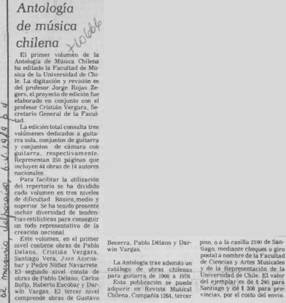 Antología de música chilena.