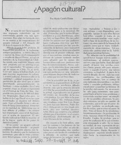 ¿Apagón cultural?