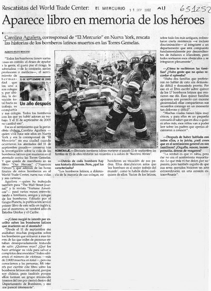 Aparece libro en memoria de los héroes  [artículo] Alberto Rojas Moscoso