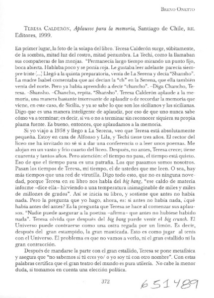 Aplausos para la memoria  [artículo] Miguel Arteche