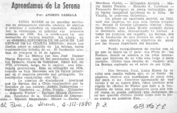 Aprendamos de La Serena