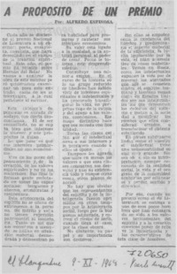 A propósito de un premio