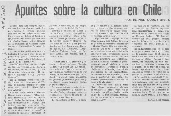 Apuntes sobre la cultura en Chile