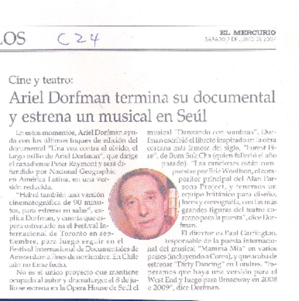 Ariel Dorfman termina su documental y estrena un musical en Seúl
