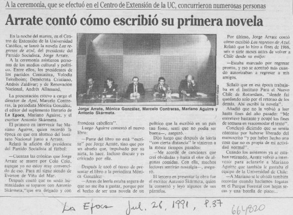 Arrate contó cómo escribió su primera novela.