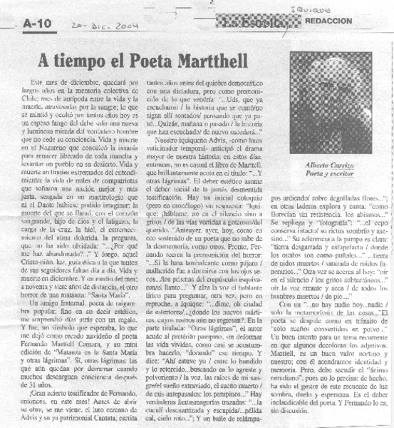 A tiempo el poeta Martthell