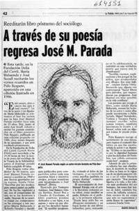 A través de su poesía regresa José M. Parada  [artículo] Andrés Gómez B.
