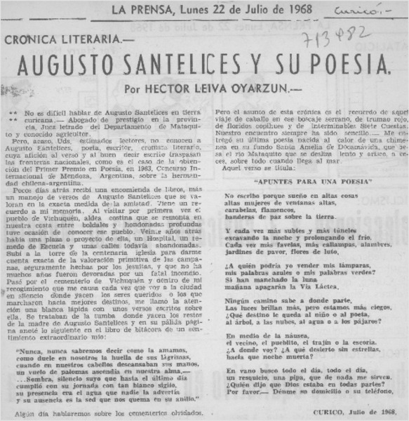 Augusto Santelices y su poesía